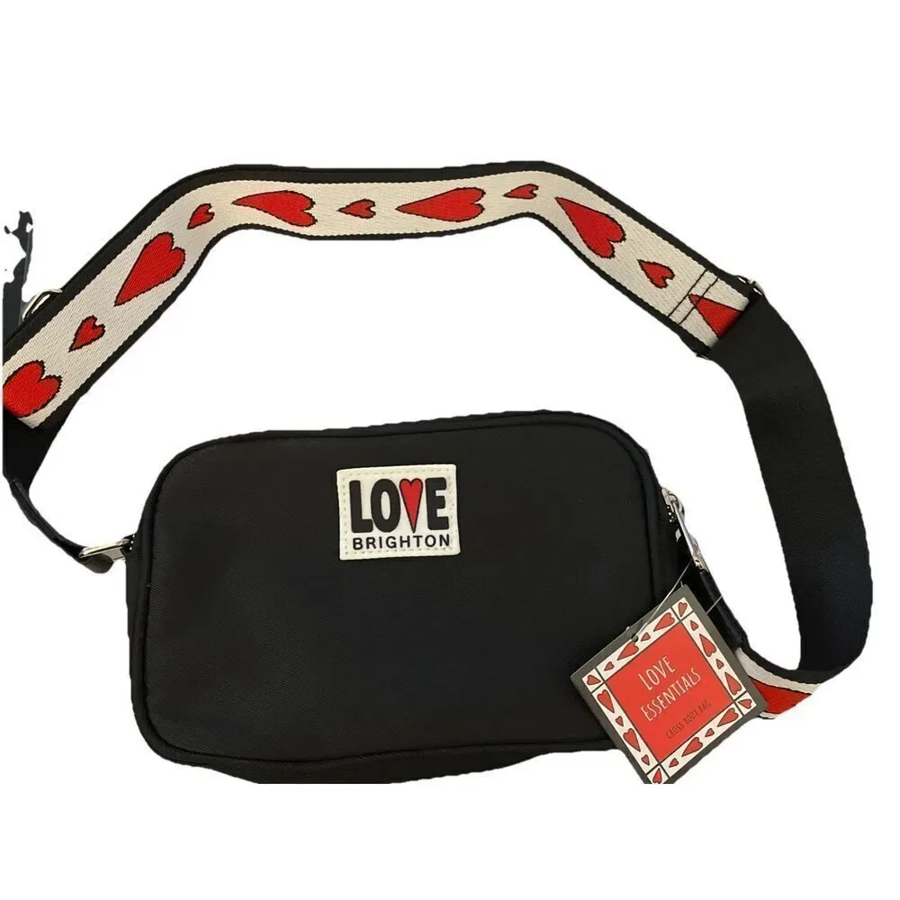 BRIGHTON Love Essentials Cross Body Bag Zip Purse Pouch Hearts NEW WITH TAGS